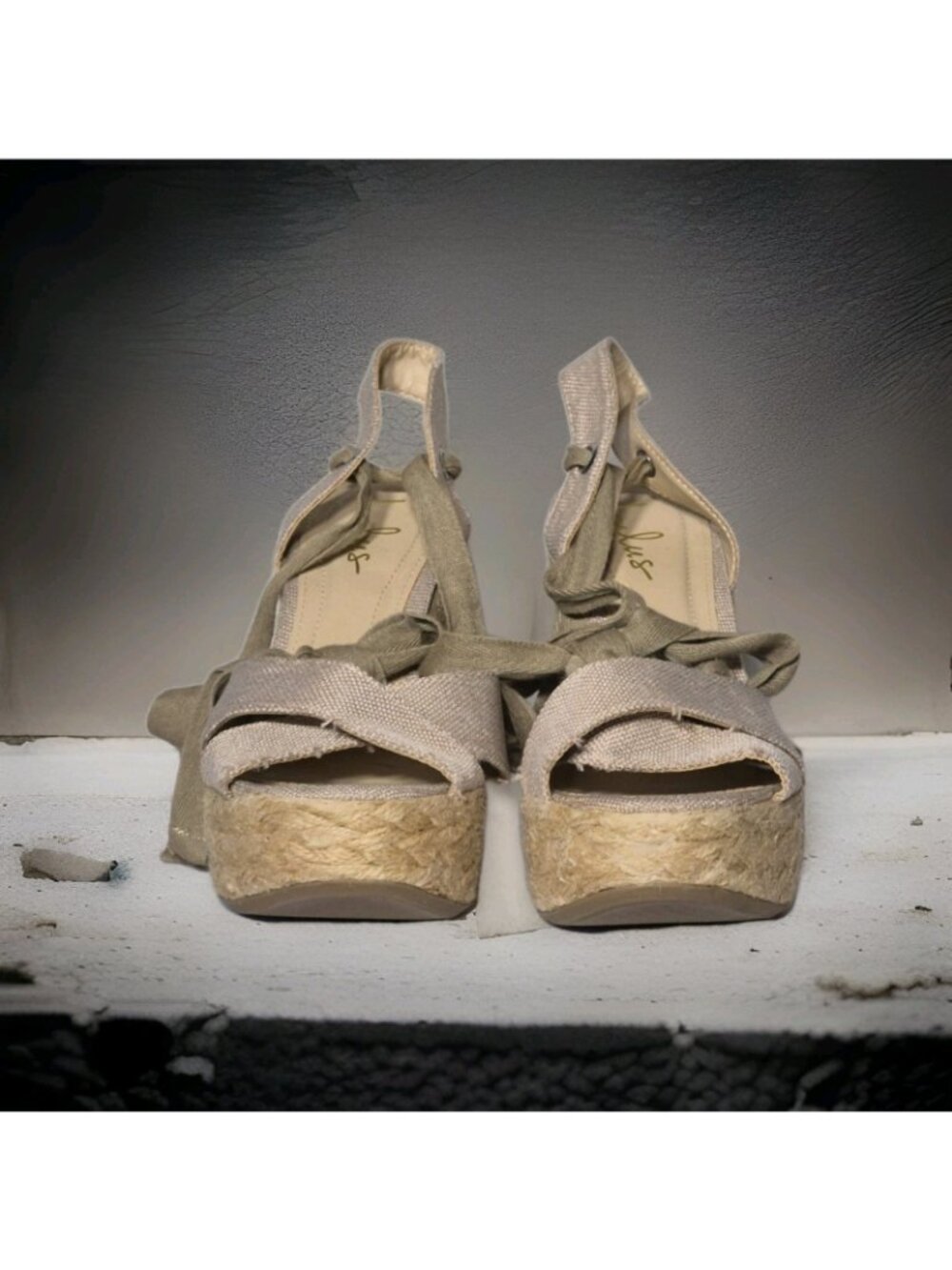 Lulus Esme Natural Lace-Up Espadrille Wedge Sandals Shoes Size 9 - Picture 3 of 7